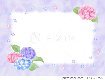 Watercolor style hydrangea purple message card 123326758