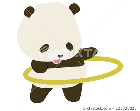 Smiling panda playing with a hula hoop 123326825
