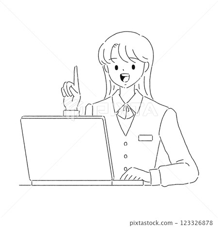 Laptop woman line drawing Laptop woman line drawing 123326878