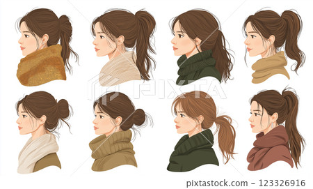 Various female upper body illustrations Various female upper body illustrations 123326916