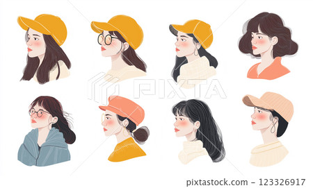 各種女性上半身插圖 123326917