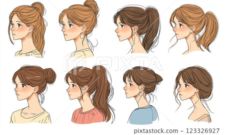 Various female upper body illustrations 123326927