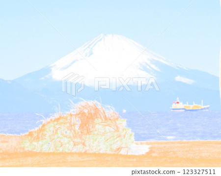 從立山眺望白雪皚皚的富士山 - 插畫風格 從立山眺望白雪皚皚的富士山 - 插畫風格 123327511