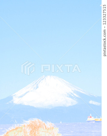 從立山市看到的白雪皚皚的富士山,插畫風格 從立山市看到的白雪皚皚的富士山,插畫風格 123327515