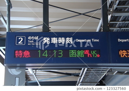 函館本線、新函館北斗站（出發標示：延誤顯示） 123327560