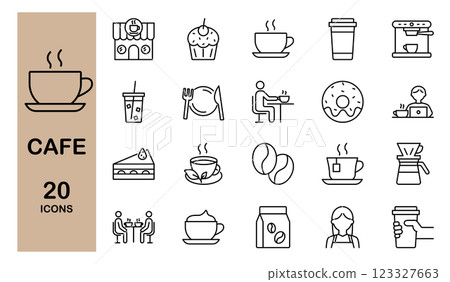 Cafe and coffee icon set 123327663