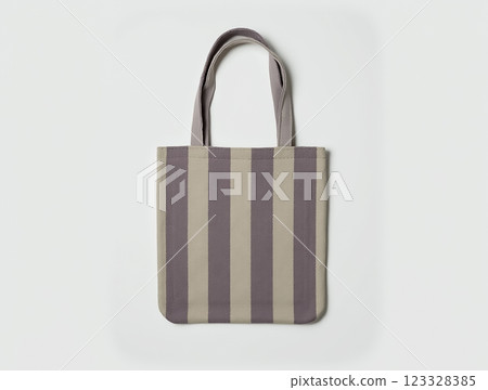 Stylish tote bag with alternating stripes in muted tones for everyday use and minimalistic fashion 123328385