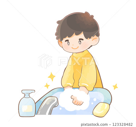 Child boy washing hands 123328482