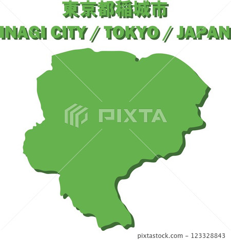 Vector illustration map of Inagi city, Tokyo - Map of Japan - 123328843