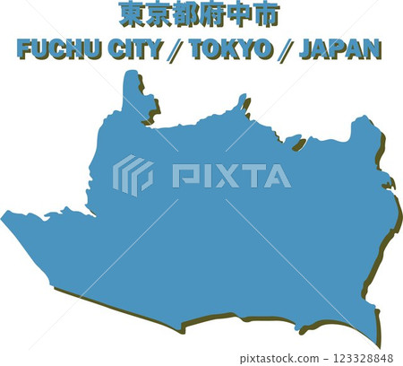 Vector illustration map of Fuchu city, Tokyo - Map of Japan - 123328848