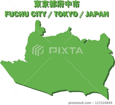 Vector illustration map of Fuchu city, Tokyo - Map of Japan - 123328849