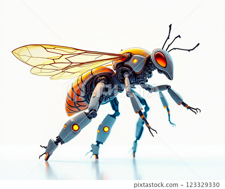 Innovative robotic bee design showcasing advanced technology and detailed craftsmanship Innovative robotic bee design showcasing advanced technology and detailed craftsmanship 123329330