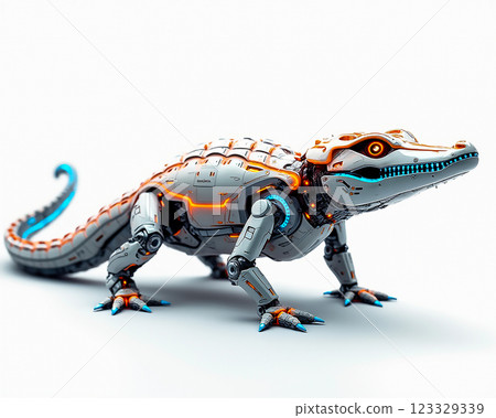 Mechanical reptile with futuristic design showcases innovation in technology and artistry 123329339