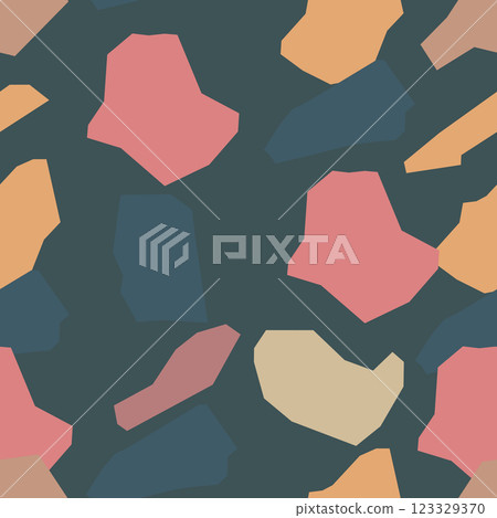 Terrazzo imitation seamless pattern. Realistic marble texture with stone fragments. Modern floor tile for interior decoration. Abstract vector illustration. Terrazzo imitation seamless pattern. Realistic marble texture with stone fragments. Modern floor tile for interior decoration. Abstract vector illustration. 123329370