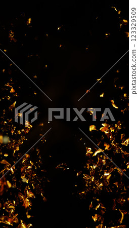 Gold Sheet Was Torn Into Pieces And Floated In The Air, 3D illustration Background for advertising and wallpaper in business and gold scene. 3D rendering in decorative concept. Gold Sheet Was Torn Into Pieces And Floated In The Air, 3D illustration Background for advertising and wallpaper in business and gold scene. 3D rendering in decorative concept. 123329509