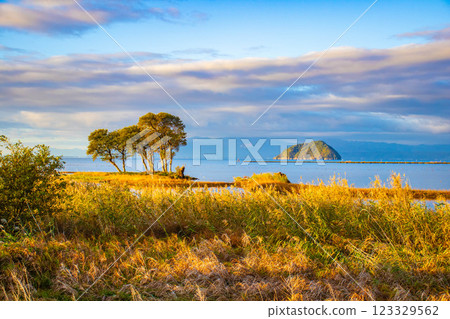 【琵琶湖風光】清晨清新空氣籠罩下的竹生島 123329562