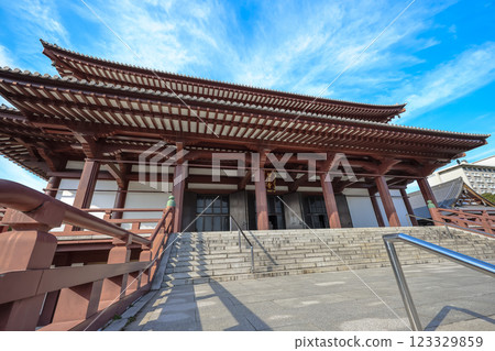 Asian Temple Exterior with Intricate Wooden Details, Tokyo Dec 5 2024 Asian Temple Exterior with Intricate Wooden Details, Tokyo Dec 5 2024 123329859