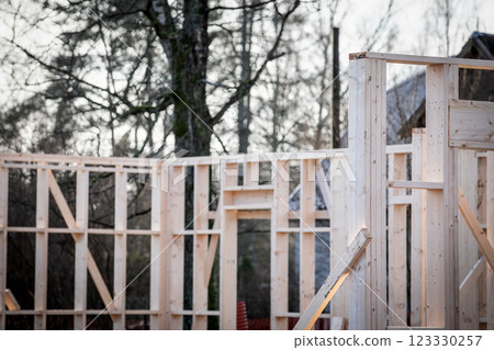 Timber frame building. Rules and regulations. Building structures on a construction site 123330257