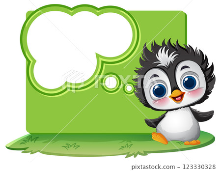 Cute Penguin with Speech Bubble 123330328