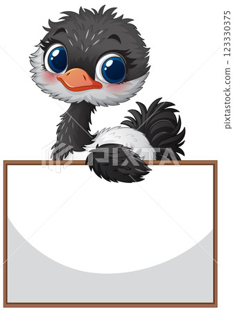 Cute Ostrich with Blank Sign Cute Ostrich with Blank Sign 123330375