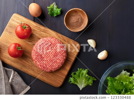 Hamburg steak before cooking Hamburg steak before cooking 123330488