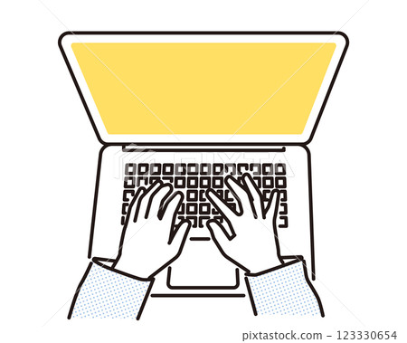Simple illustration of typing hands and laptop 123330654