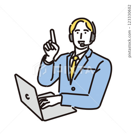 男性操作員向上指的簡單圖示 123330682