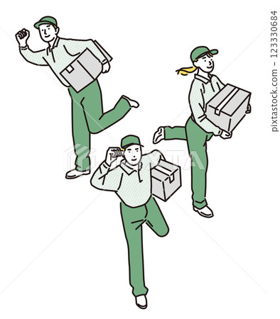 男女送貨人員的簡單插圖集 男女送貨人員的簡單插圖集 123330684