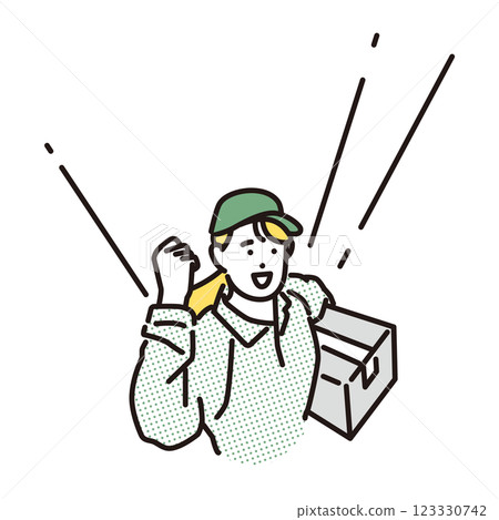 簡單的例子：面帶微笑的送貨婦女搬運紙箱 123330742