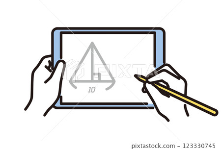 簡單圖示一個人的手使用平板電腦學習 簡單圖示一個人的手使用平板電腦學習 123330745