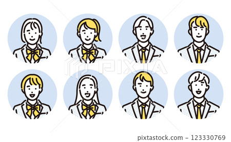 男女學生半身照簡單插畫 男女學生半身照簡單插畫 123330769