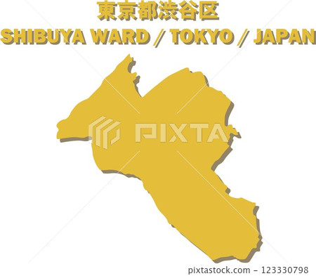 Map of Japan - Tokyo Shibuya Ward Vector Illustration Map 123330798