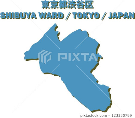 Map of Japan - Tokyo Shibuya Ward Vector Illustration Map 123330799