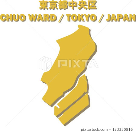 Map of Japan - Tokyo Chuo Ward Vector Illustration Map 123330816