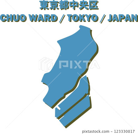 Map of Japan - Tokyo Chuo Ward Vector Illustration Map 123330817