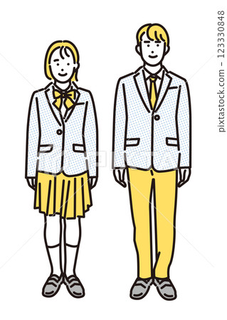 Simple illustration of a full-body set of male and female students in uniform 123330848