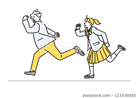 男女學生奔向未來的簡單圖示 123330888