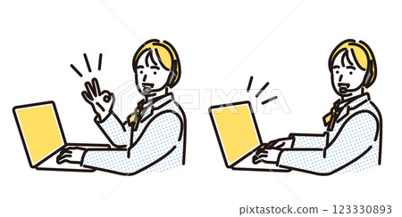 一群高中女生做出 OK 手勢的簡單插圖 123330893