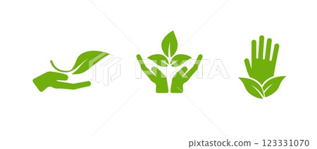Leaf and cross icon symbolizing health, sustainability, and nature. 123331070