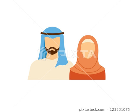 Bright Muslim couple icon symbolizing faith and culture. Bright Muslim couple icon symbolizing faith and culture. 123331075