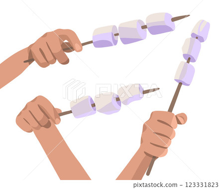 Vector isolated illustration of marshmallows for roasting on a white background. 123331823