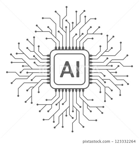 Abstract artificial intelligence circuit line design. Machine learning. Smart network digital technology. AI. Vector illustration 123332264