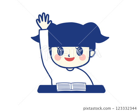 Child raising hand in class 123332344