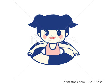 Child in a swim ring 123332350