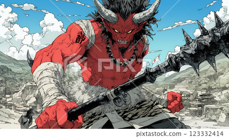 A strong demon is given a golden club. 123332414