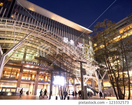 JR Hakata Station at dusk, Hakata Exit, Fukuoka Prefecture 123332573
