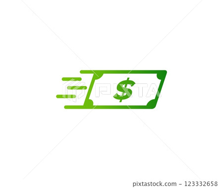 Green money icon with arrow, symbolizing fast cash flow and transactions. Green money icon with arrow, symbolizing fast cash flow and transactions. 123332658