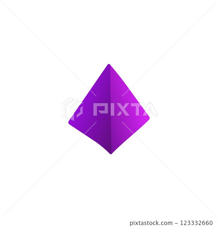Purple pyramid with angular surfaces for education and math learning. 123332660