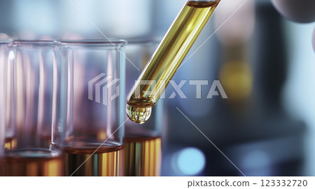 Pipette dripping test-tubes 123332720