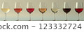 Glasses of different wines on the table 123332724